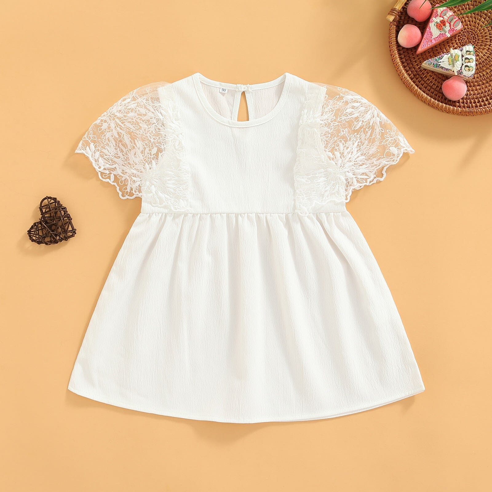 Vestido Infantil Branco Renda Loja Click Certo 