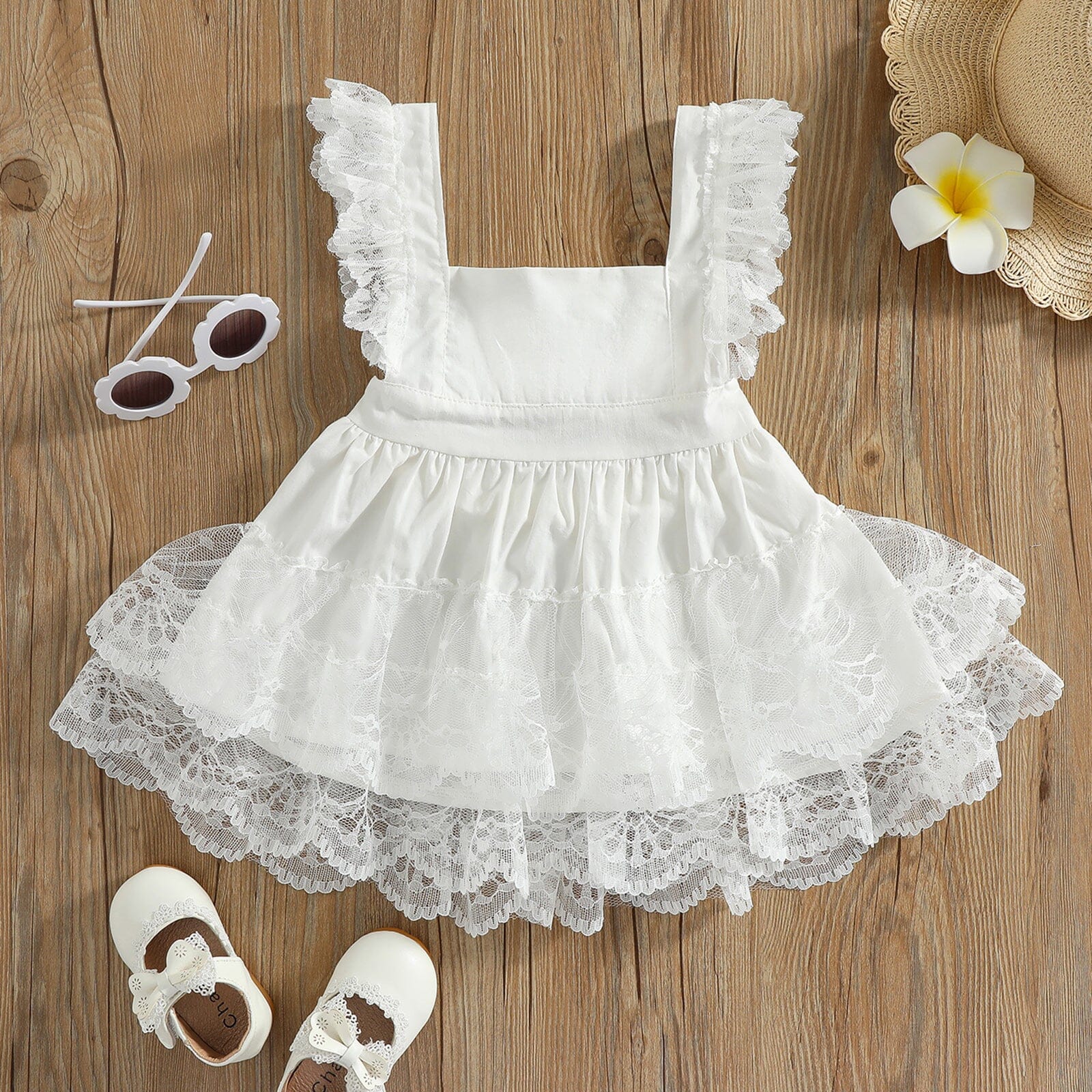 Vestido Infantil Branco Rendinha Loja Click Certo 2-3 Anos 