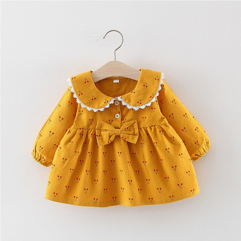 Vestido Infantil Cerejinha vestido Loja Click Certo Amarelo 6-12 Meses 