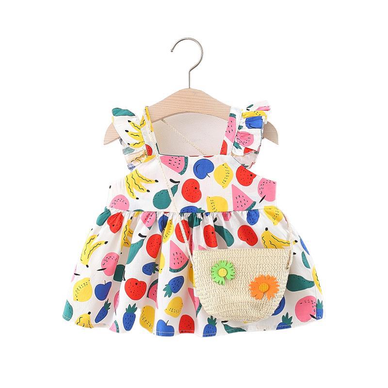 Vestido Infantil Colorido + Bolsinha vestido Loja Click Certo 
