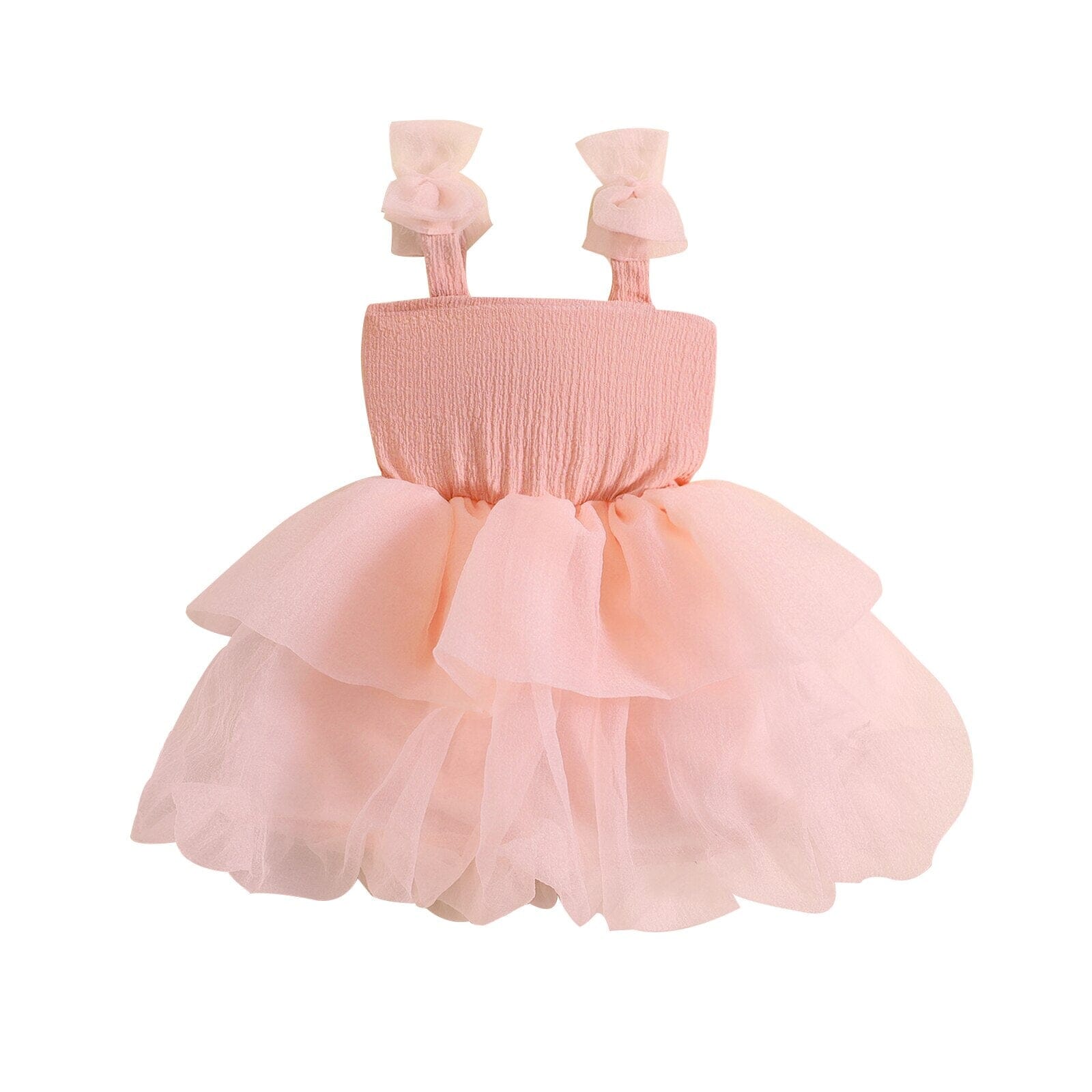 Vestido Infantil De Festa Tule Babados Loja Click Certo Rosa 6-12 Meses 