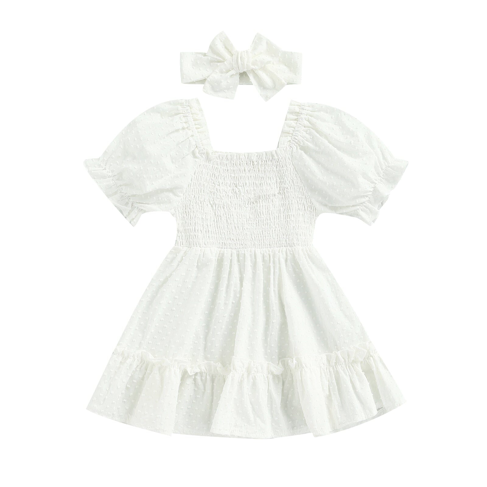 Vestido Infantil Delicado + Faixa Loja Click Certo Branco 2-3 Anos 