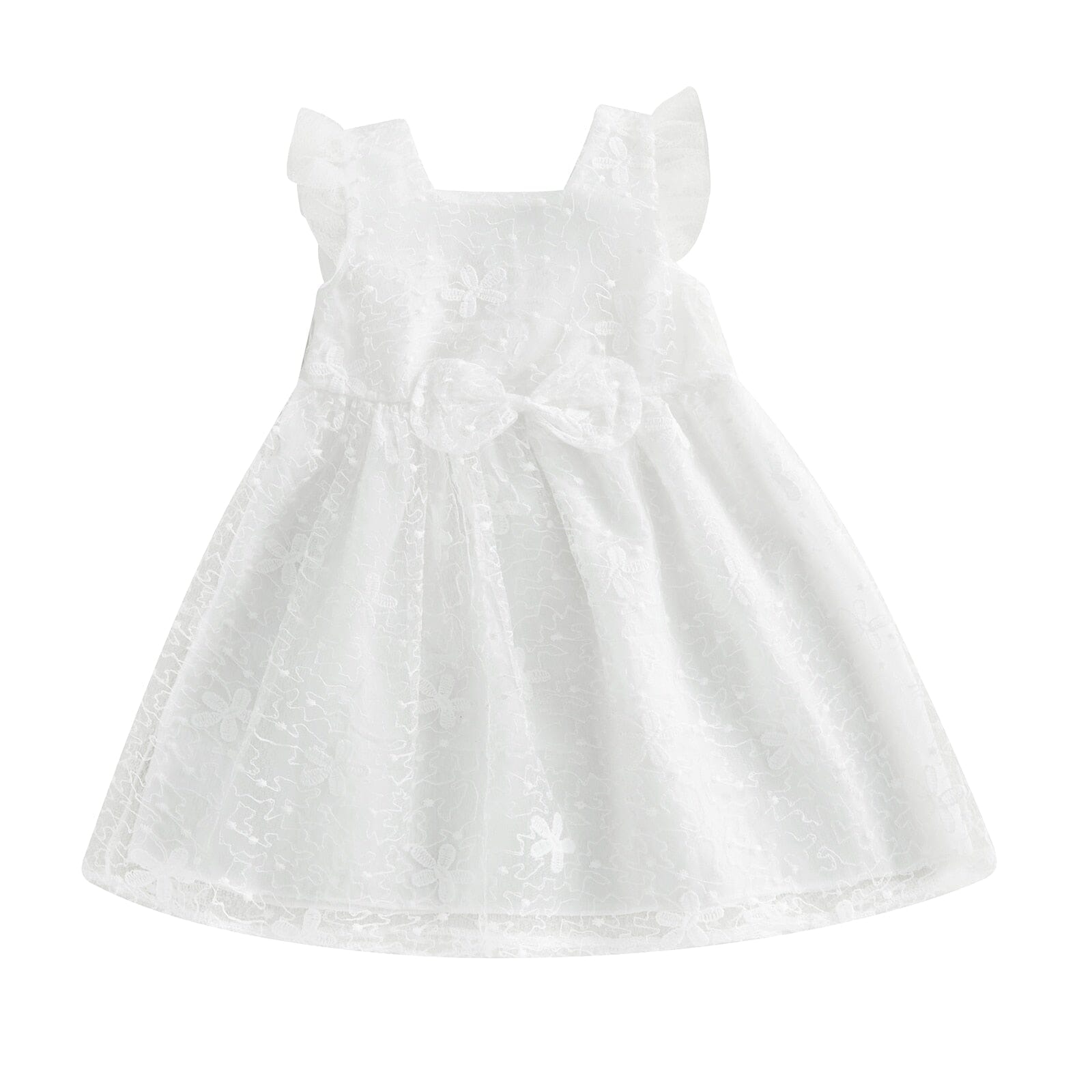 Vestido Infantil Detalhes e Laço Loja Click Certo Branco 6-9 Meses 