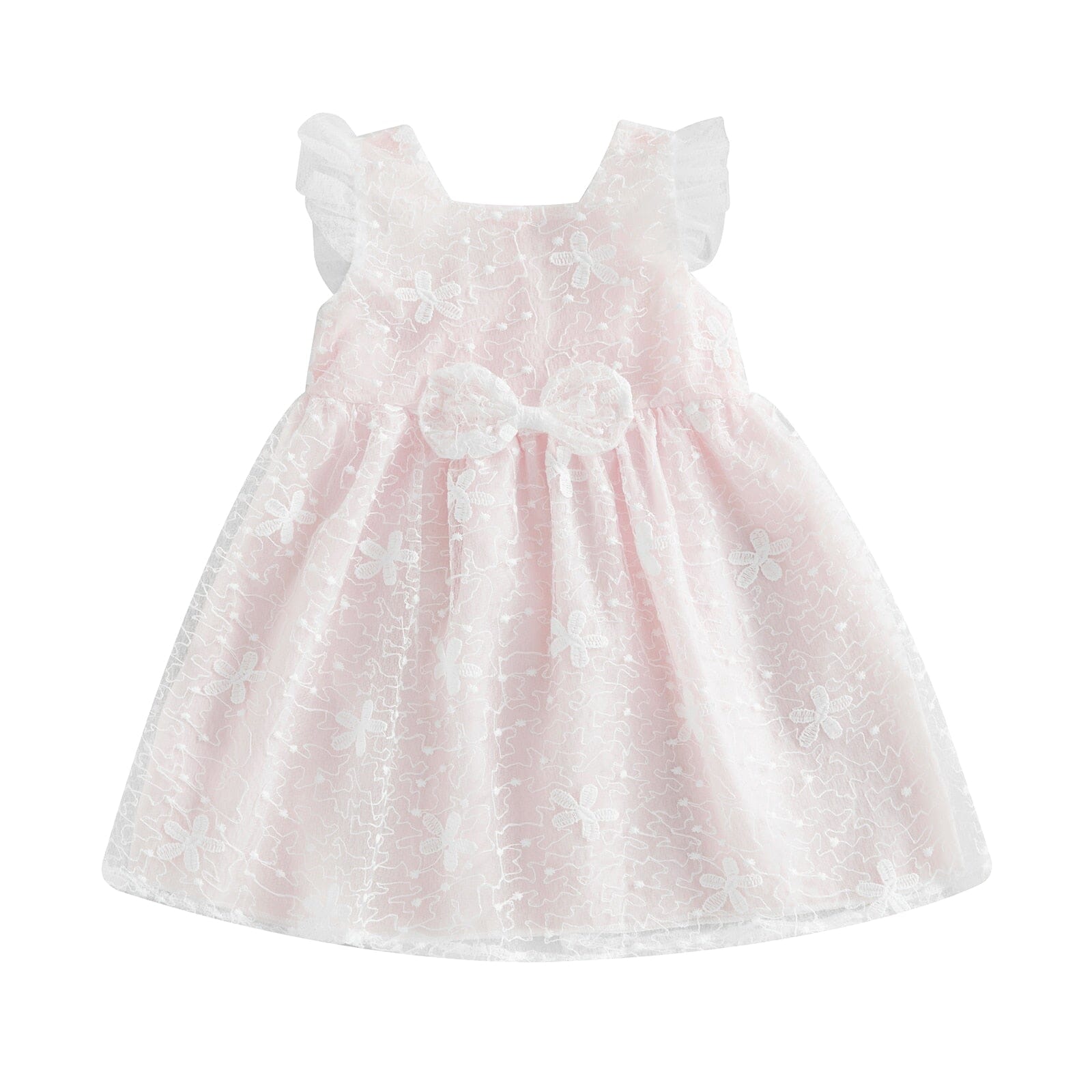 Vestido Infantil Detalhes e Laço Loja Click Certo Rosa 6-9 Meses 