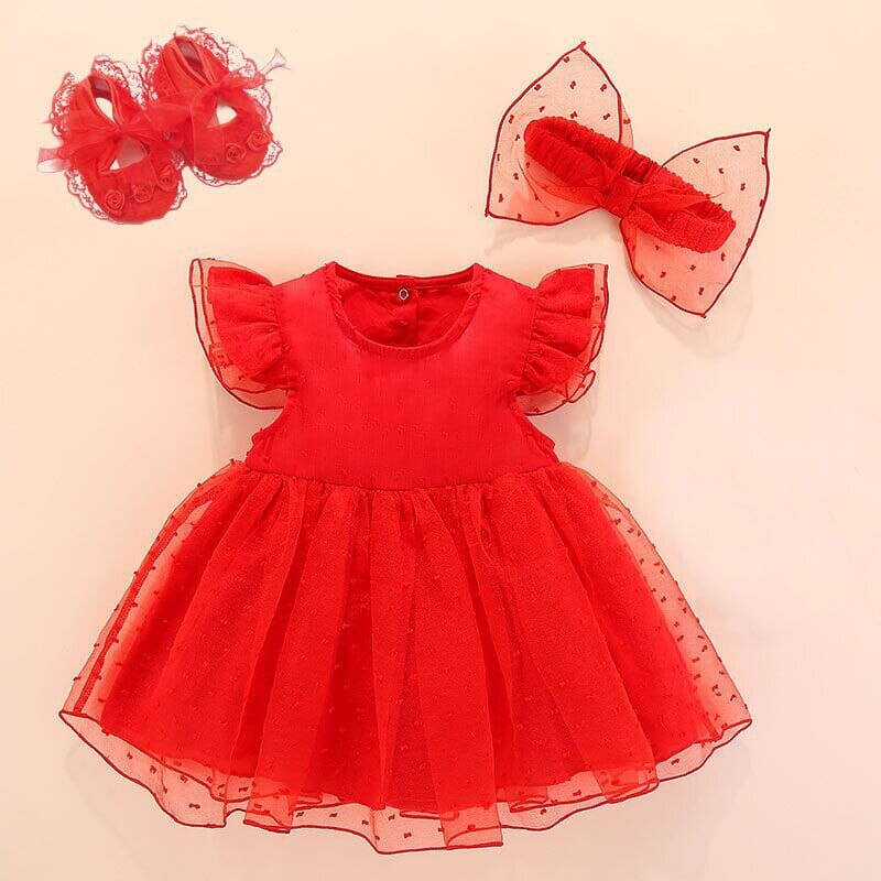 Vestido Infantil Detalhes + Faixa Laço Loja Click Certo 