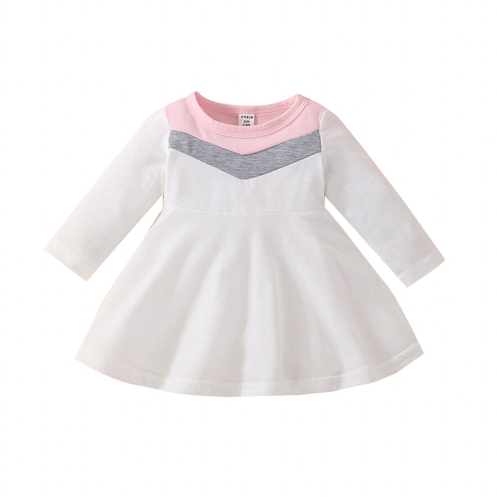 Vestido Infantil Detalhes Gola Loja Click Certo Branco 3-6 Meses 