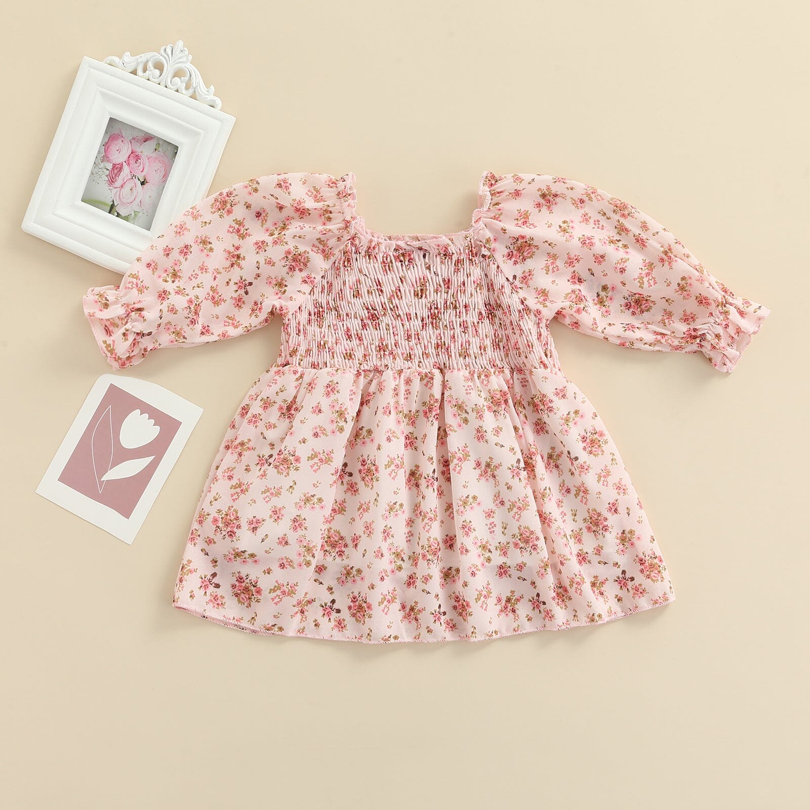 Vestido Infantil Elástico Floral Loja Click Certo 3-6 Meses 