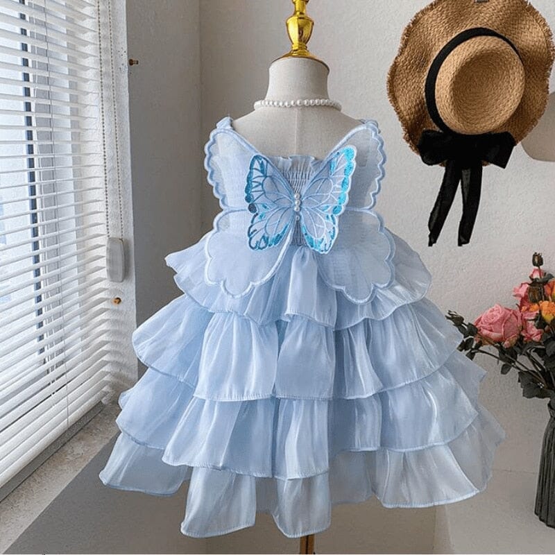 Vestido Infantil Feminino Babados Asinha Loja Click Certo Azul 1-2 Anos 
