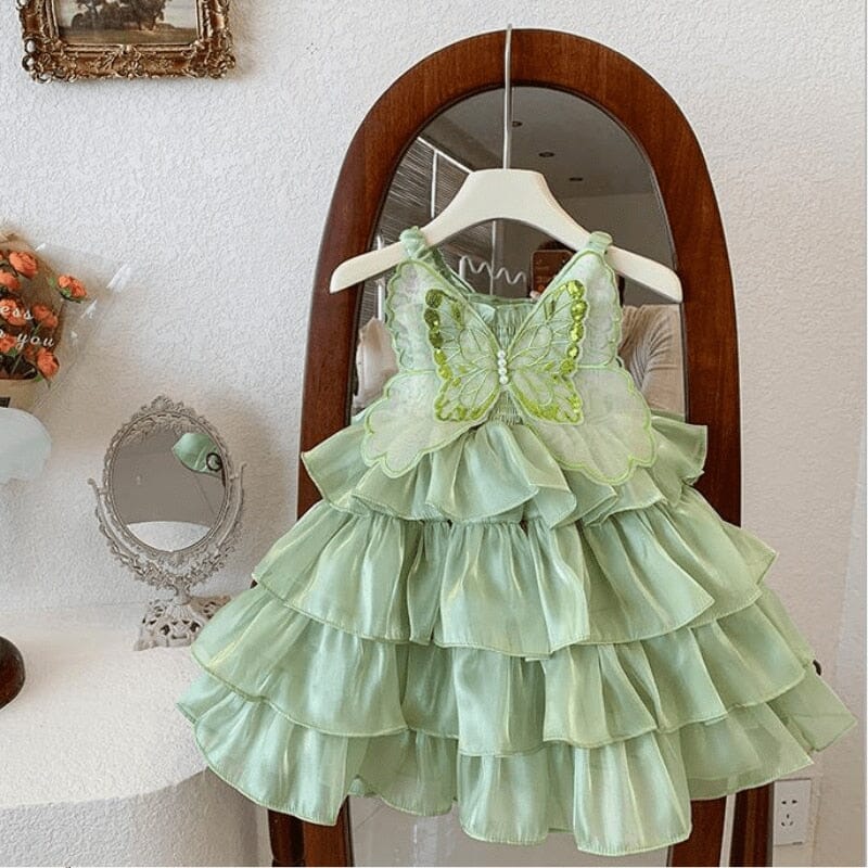 Vestido Infantil Feminino Babados Asinha Loja Click Certo Verde 1-2 Anos 