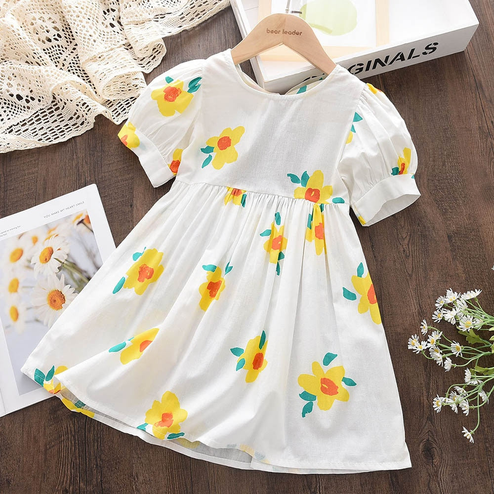 Vestido Infantil Feminino Flores conjunto Loja Click Certo Branco 1-2 Anos 