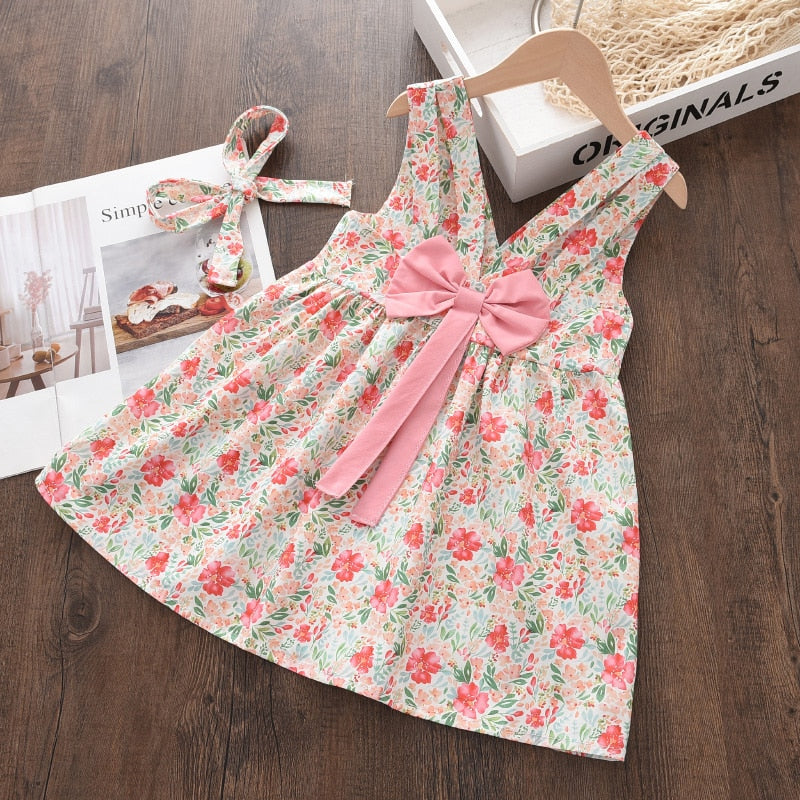 Vestido Infantil Flor e Laço vestido Loja Click Certo Rosa 1-2 Anos 