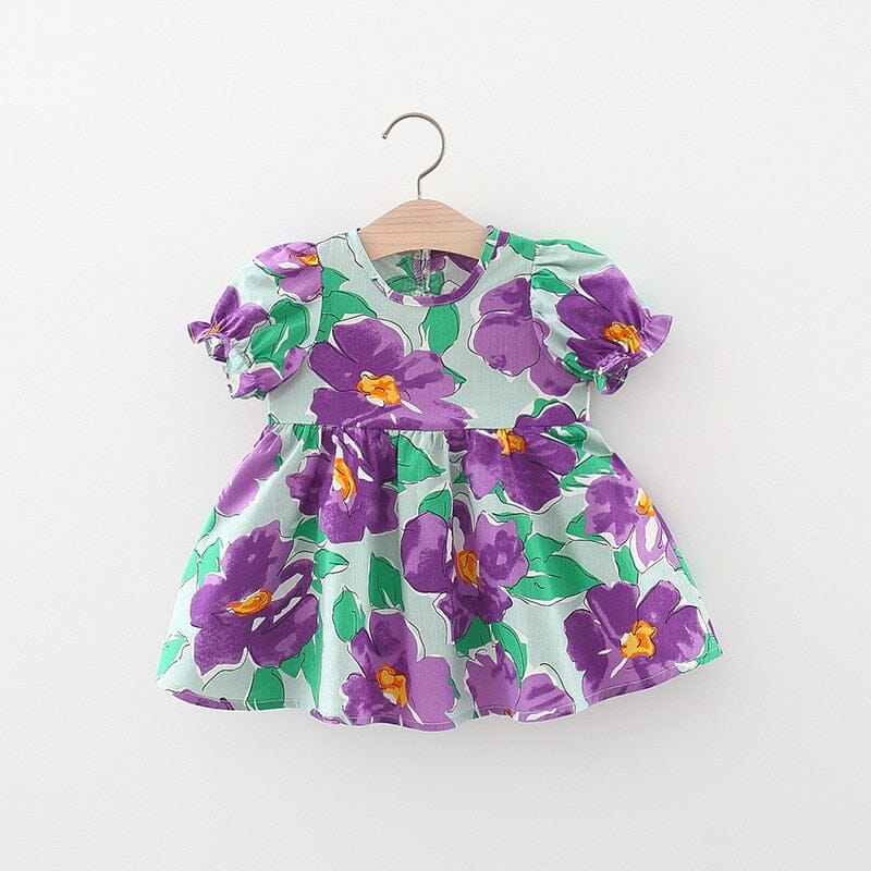 Vestido Infantil Floral e Laço Loja Click Certo Roxo 6-12 Meses 