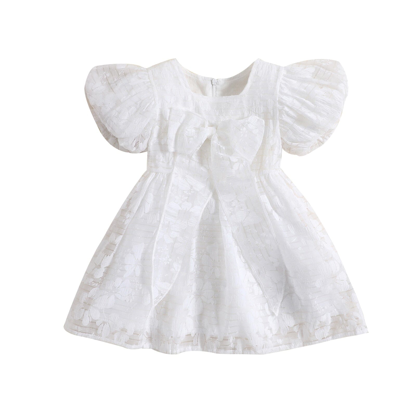 Vestido Infantil Floral Laçinho Loja Click Certo Branco 18-24 Meses 