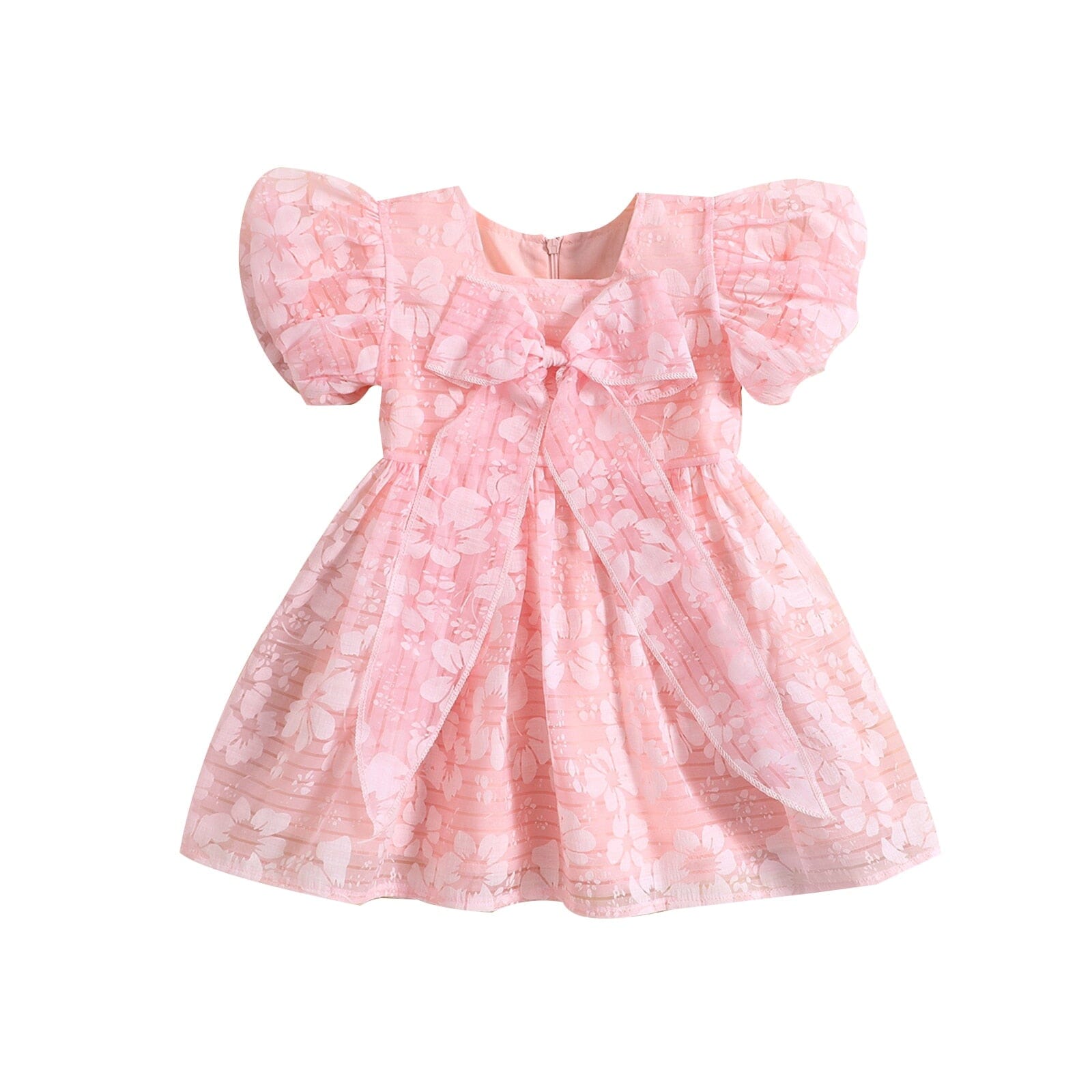 Vestido Infantil Floral Laçinho Loja Click Certo Rosa 18-24 Meses 