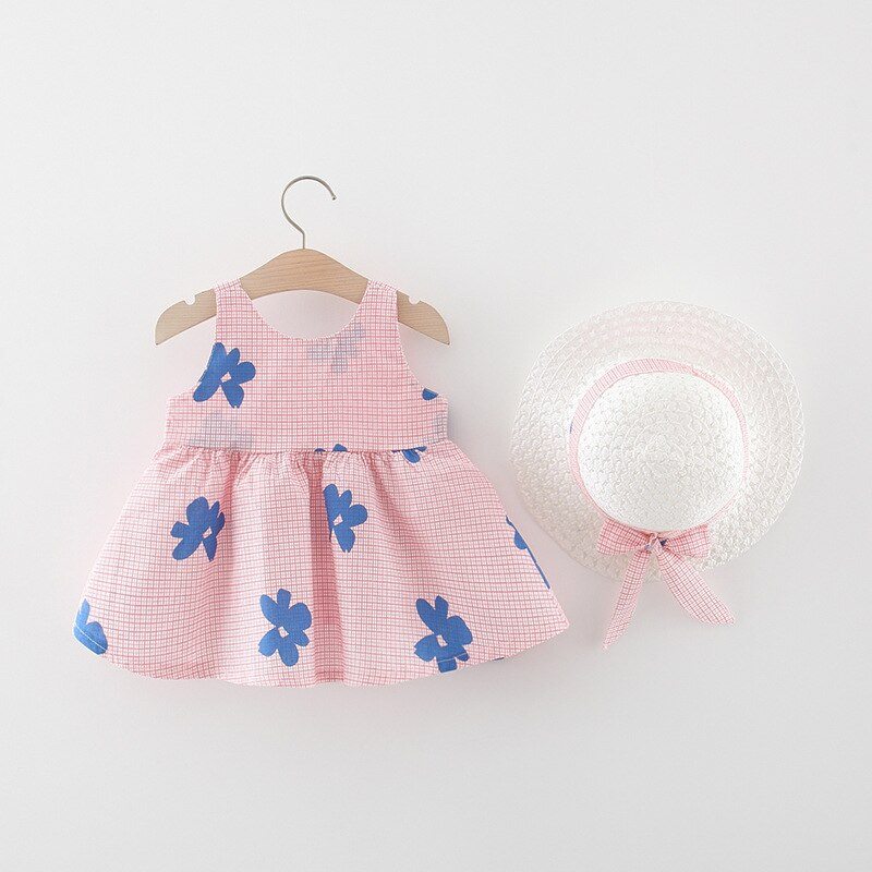 Vestido Infantil Flores + Chapéu Loja Click Certo 