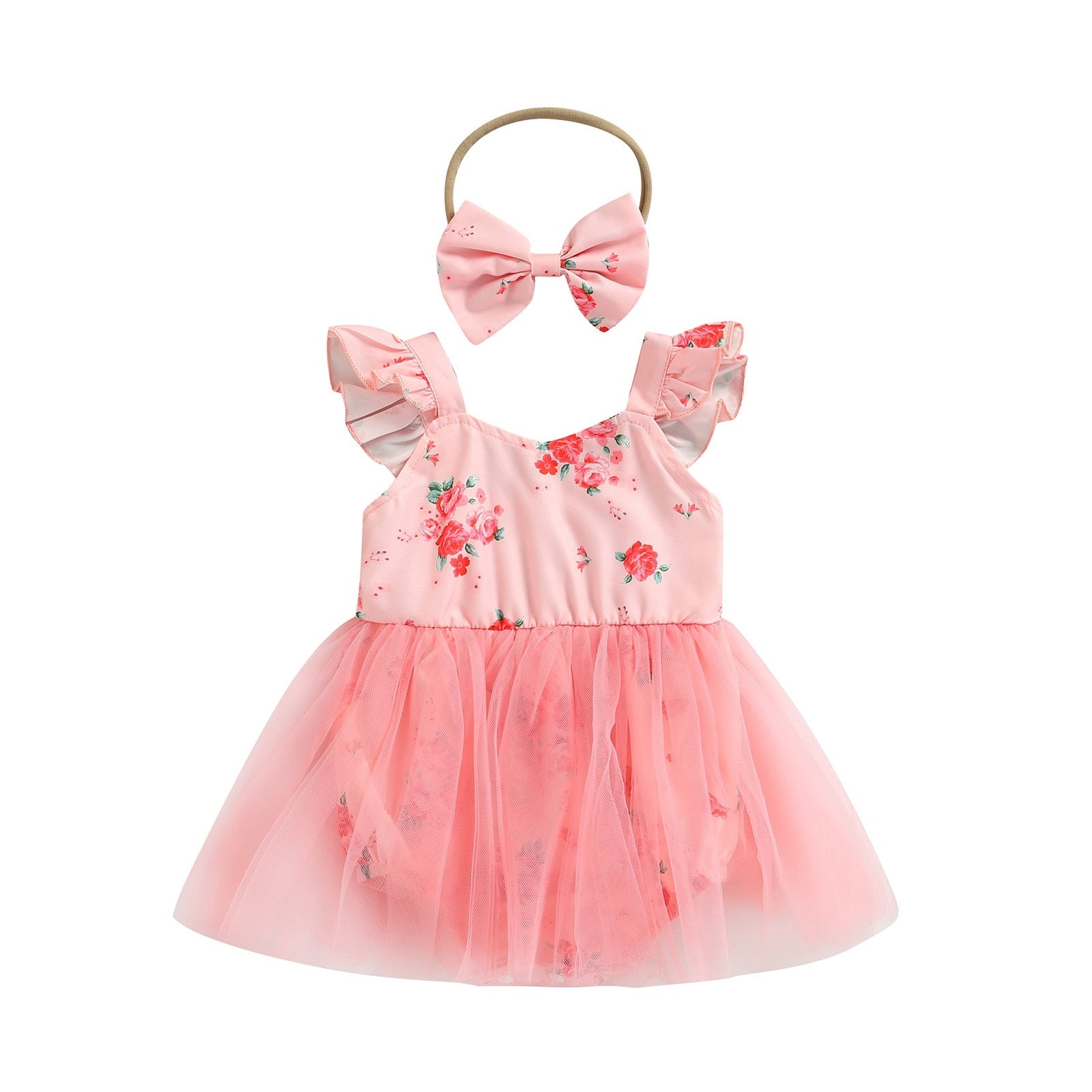 Vestido Infantil Flores e Tule + Tiara vestido Loja Click Certo 