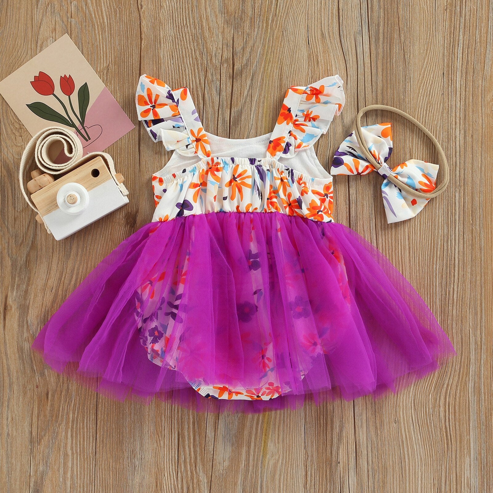 Vestido Infantil Flores e Tule + Tiara vestido Loja Click Certo 