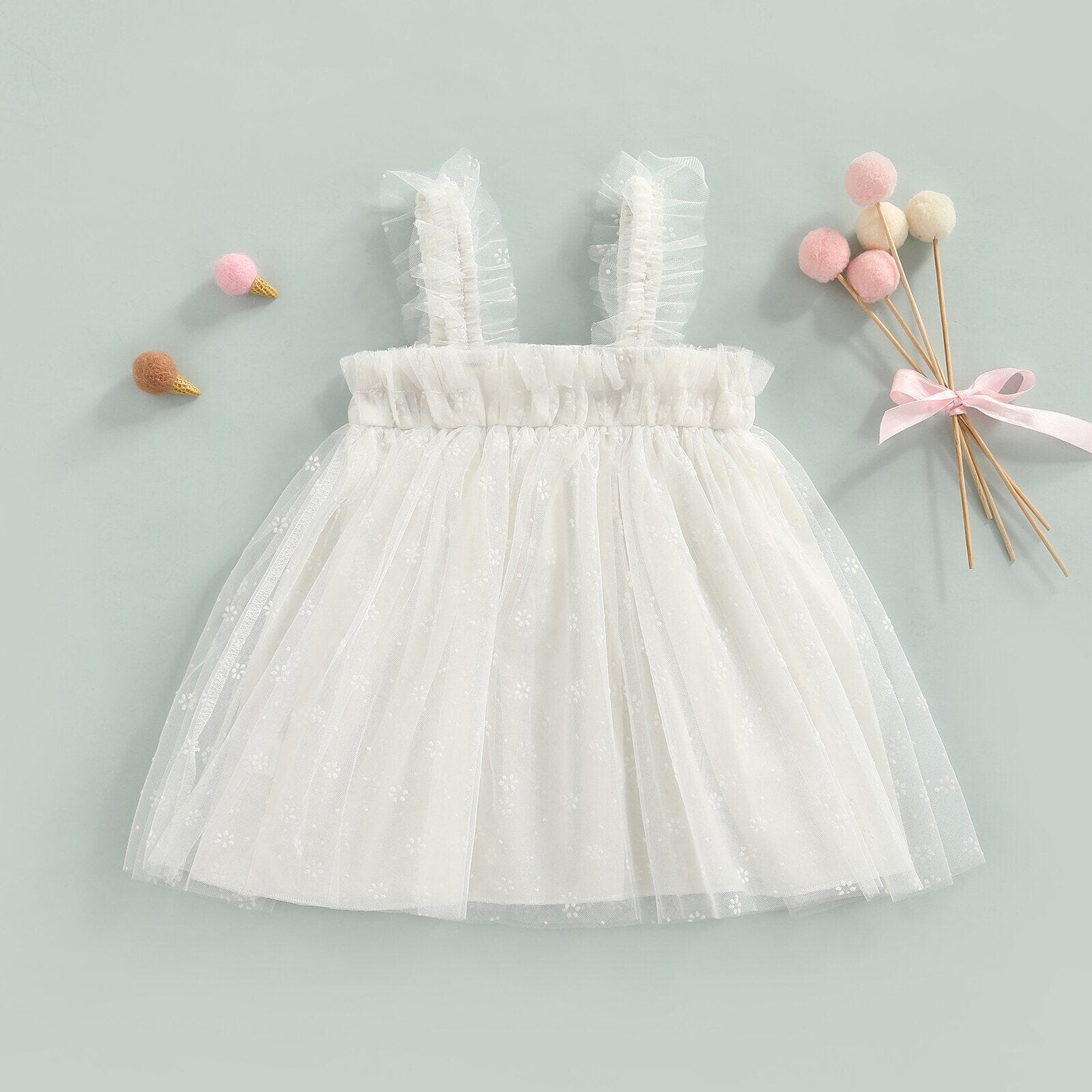 Vestido Infantil Florezinhas Tule Loja Click Certo 