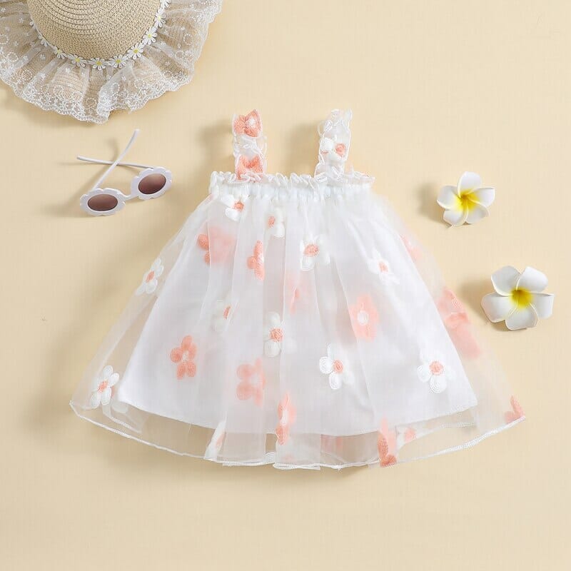 Vestido Infantil Florido e Tule Loja Click Certo 