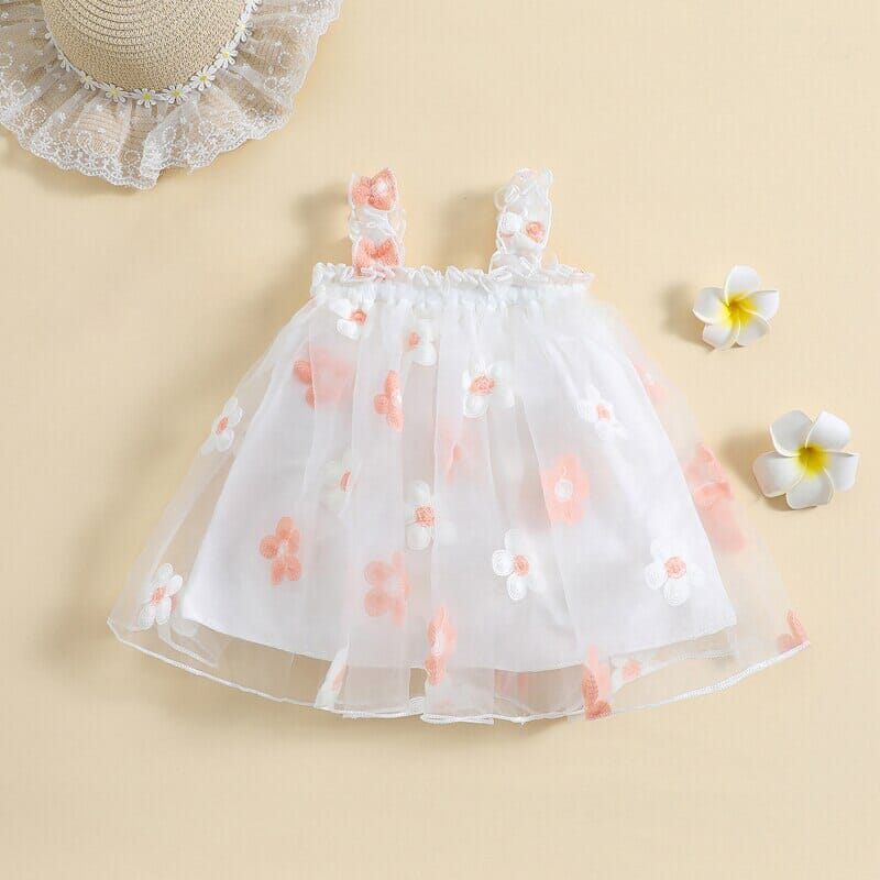 Vestido Infantil Florido e Tule Loja Click Certo 