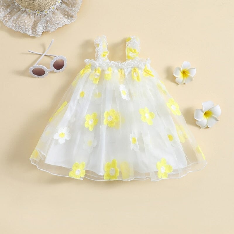 Vestido Infantil Florido e Tule Loja Click Certo 