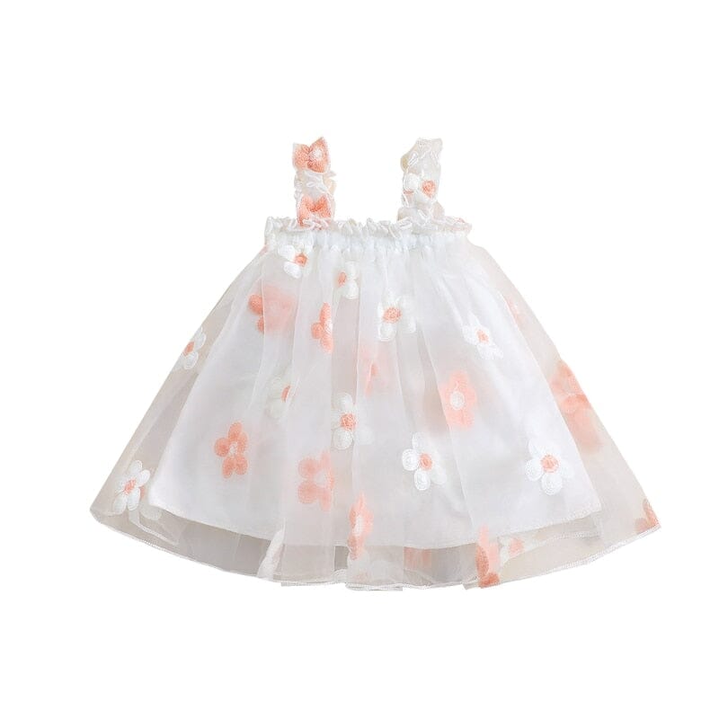 Vestido Infantil Florido e Tule Loja Click Certo Rosa 18-24 Meses 