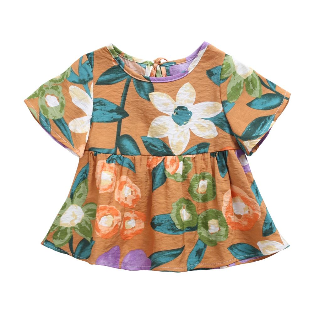 Vestido Infantil Florido Loja Click Certo Bege 3-4 Anos 