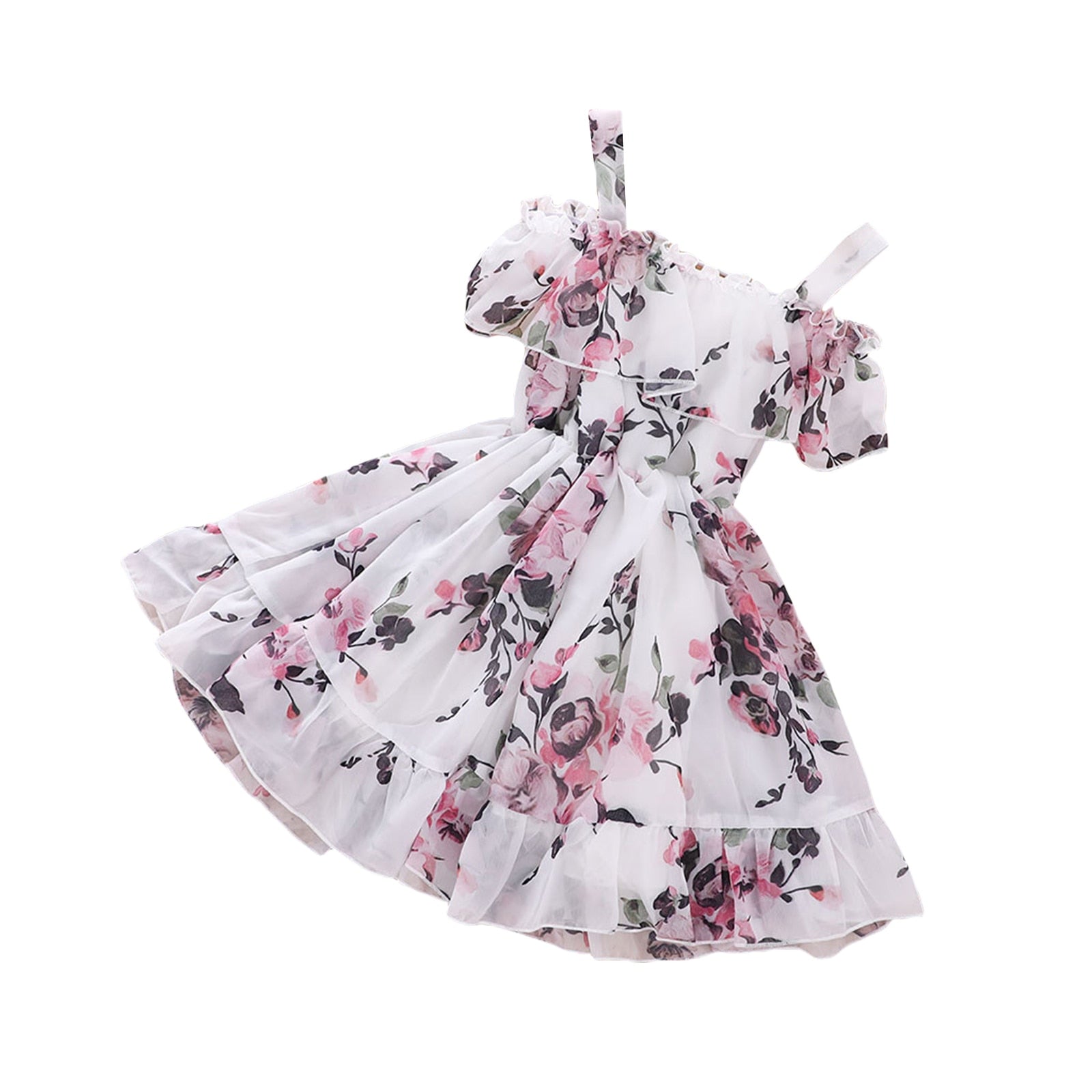 Vestido Infantil Florido vestido Loja Click Certo Branco 18-24 meses 52cm 