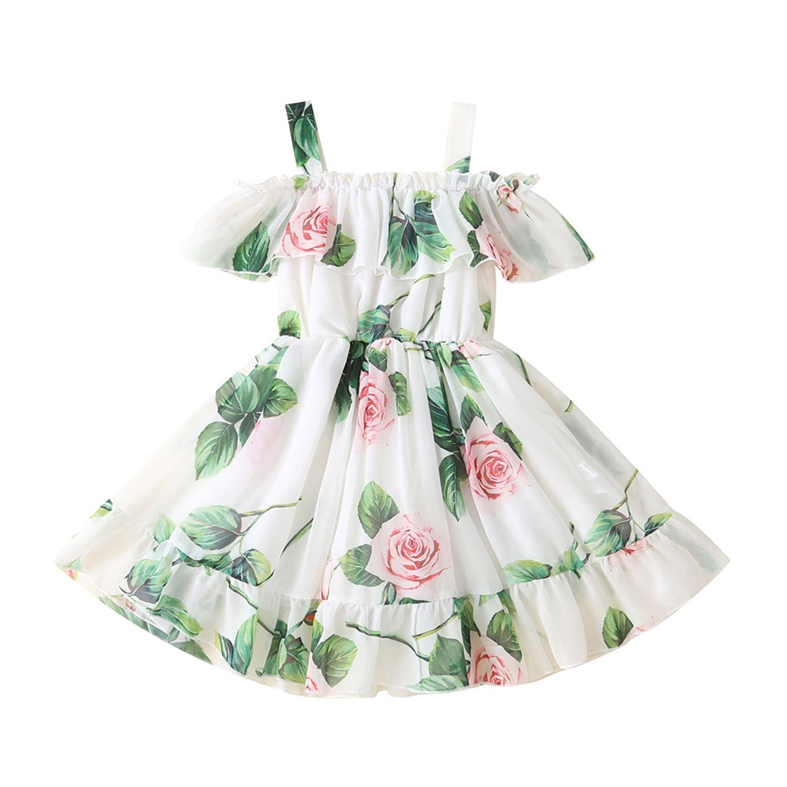 Vestido Infantil Florido vestido Loja Click Certo Branco e Rosa 18-24 meses 52cm 