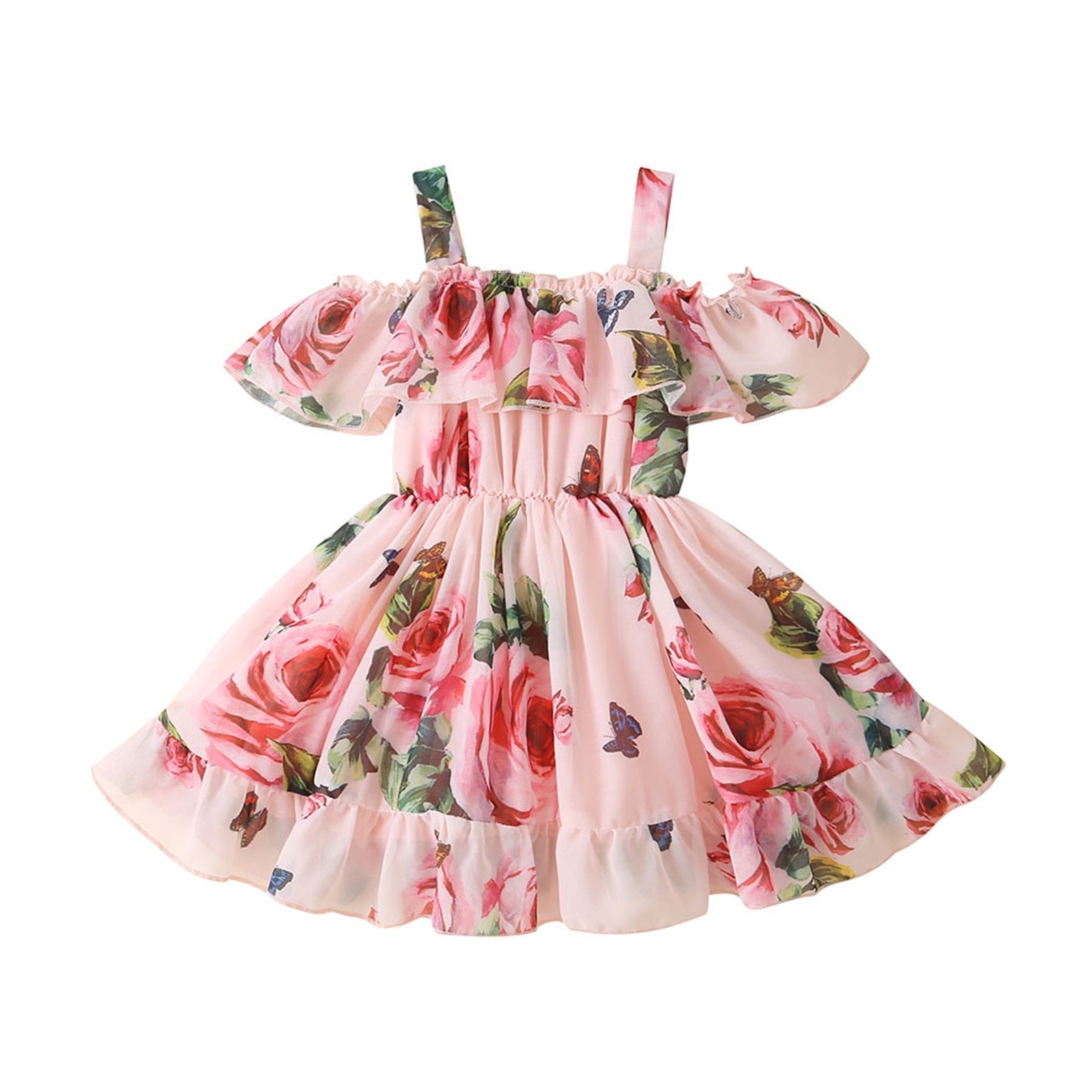 Vestido Infantil Florido vestido Loja Click Certo Rosa 18-24 meses 52cm 