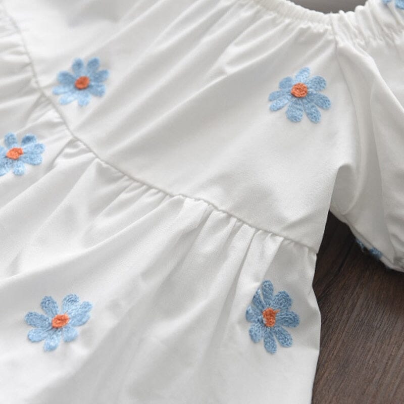 Vestido Infantil Florzinhas Azul Loja Click Certo 