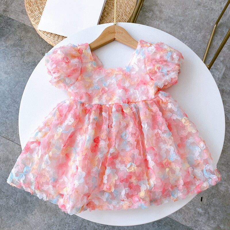 Vestido Infantil Flower Loja Click Certo Rosa 2-3 Anos 