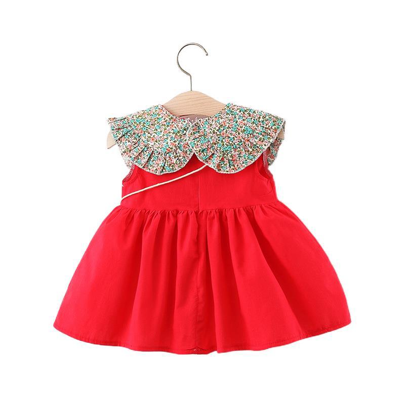 Vestido Infantil Gola Colorida + Bolsa Vestido Loja Click Certo 