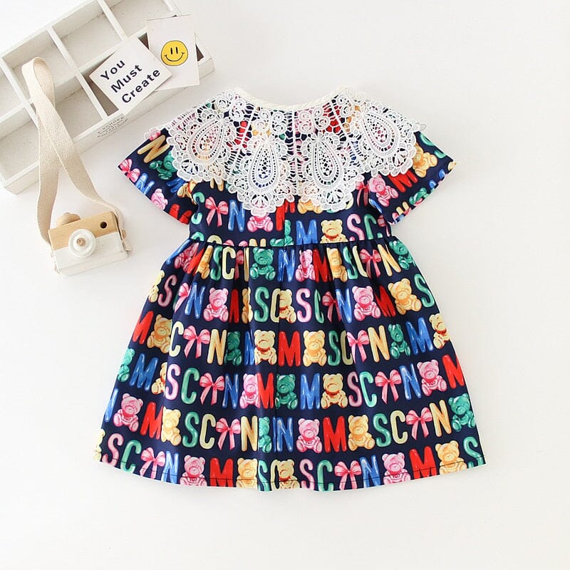 Vestido Infantil Gola Rendada Loja Click Certo 