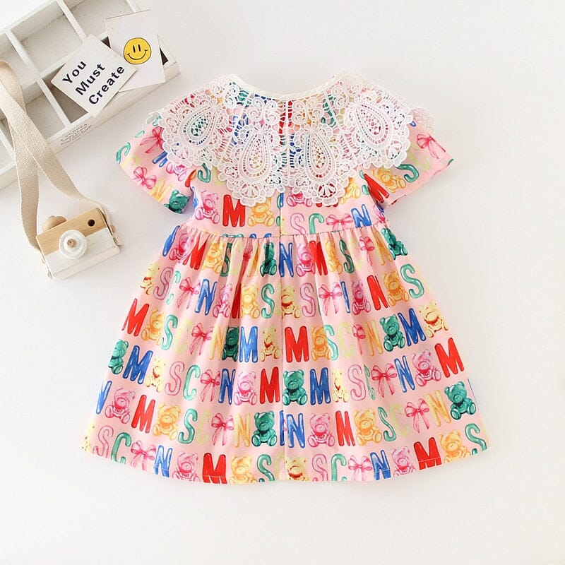 Vestido Infantil Gola Rendada Loja Click Certo 