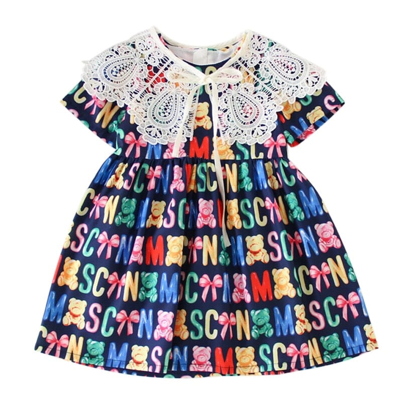 Vestido Infantil Gola Rendada Loja Click Certo 