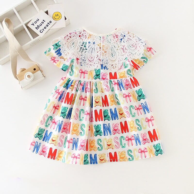 Vestido Infantil Gola Rendada Loja Click Certo 