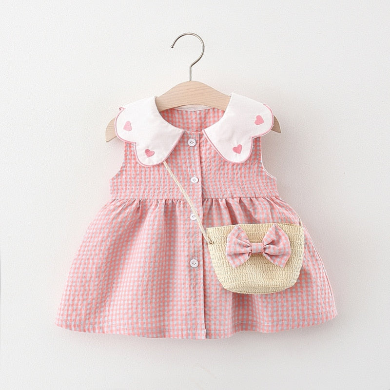 Vestido Infantil Golinha + Bolsa Loja Click Certo Rosa 6-12 meses 