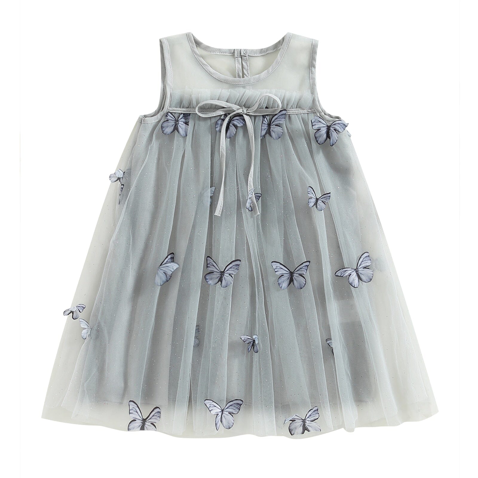 Vestido Infantil Jardim e Borboletas Loja Click Certo Cinza 2-3 Anos 