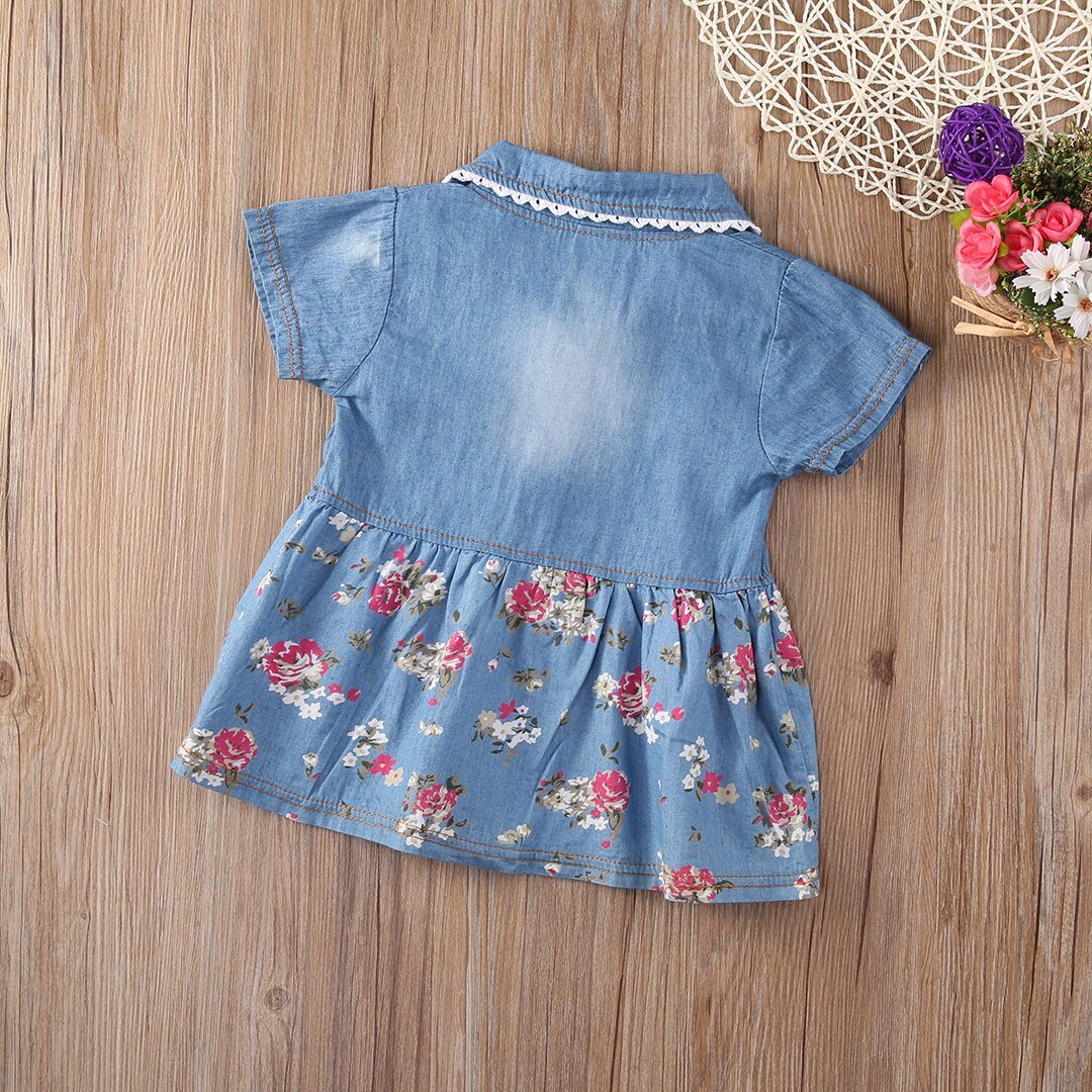 Vestido Infantil Jeans Florido vestido Loja Click Certo 