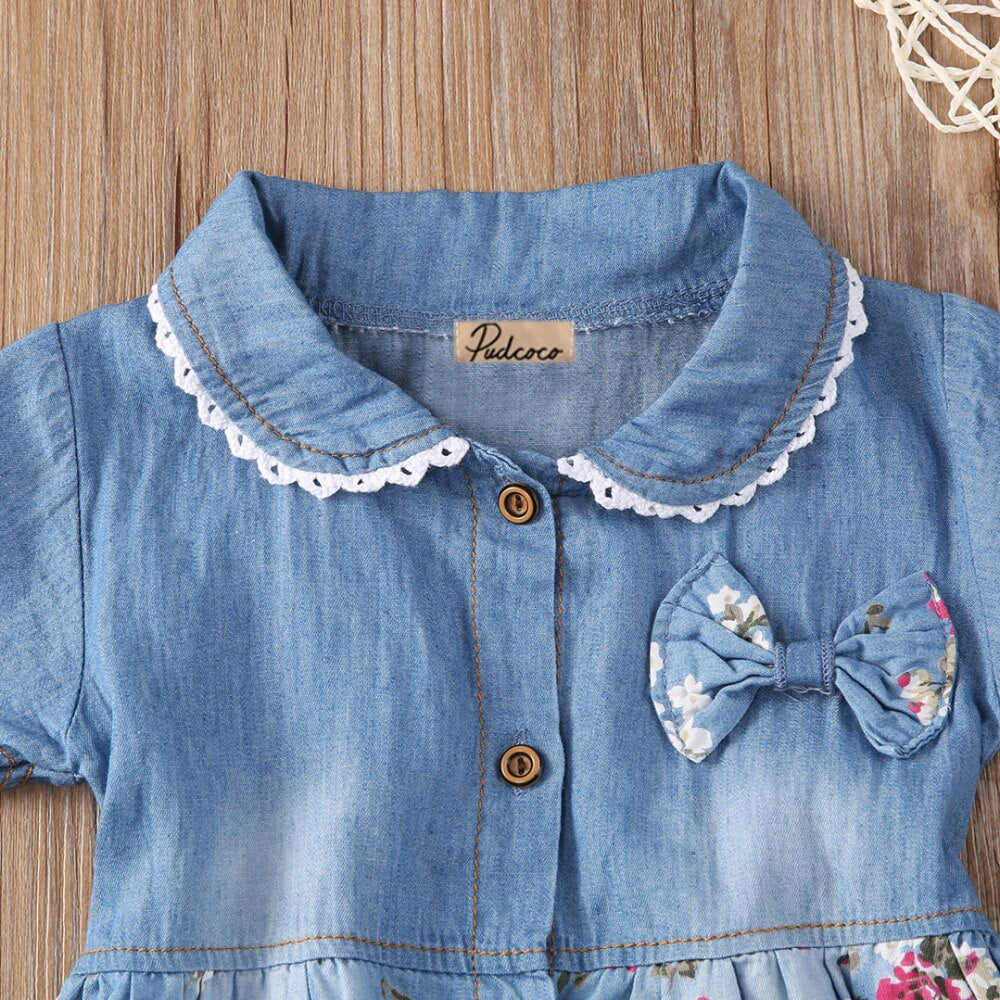 Vestido Infantil Jeans Florido vestido Loja Click Certo 