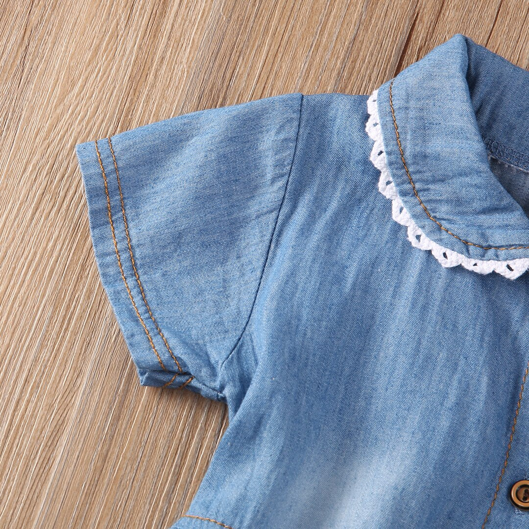 Vestido Infantil Jeans Florido vestido Loja Click Certo 