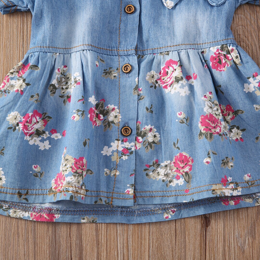 Vestido Infantil Jeans Florido vestido Loja Click Certo 