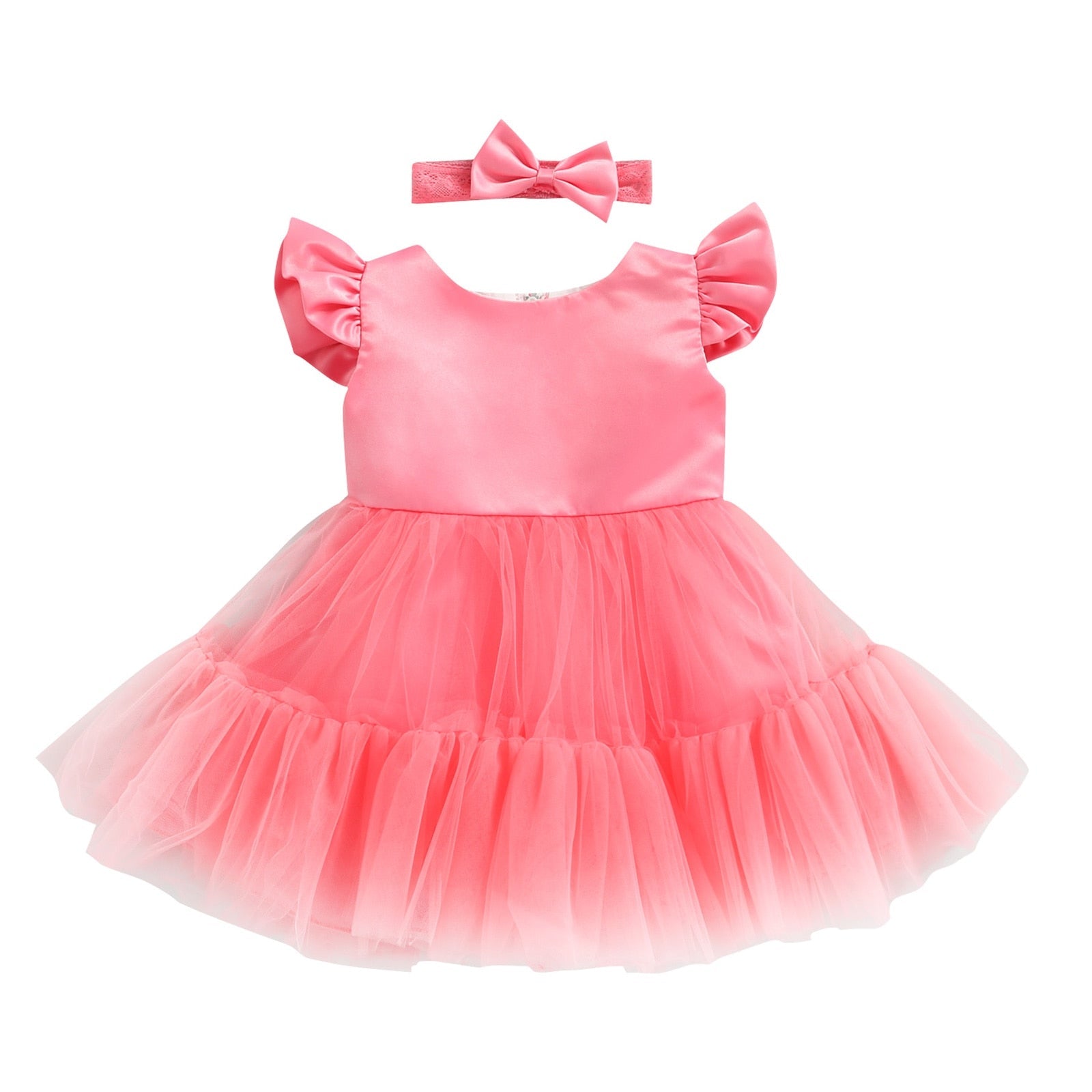 Vestido Infantil + Lacinho Tule vestido Loja Click Certo Vermelho 2-3 anos 57cm 