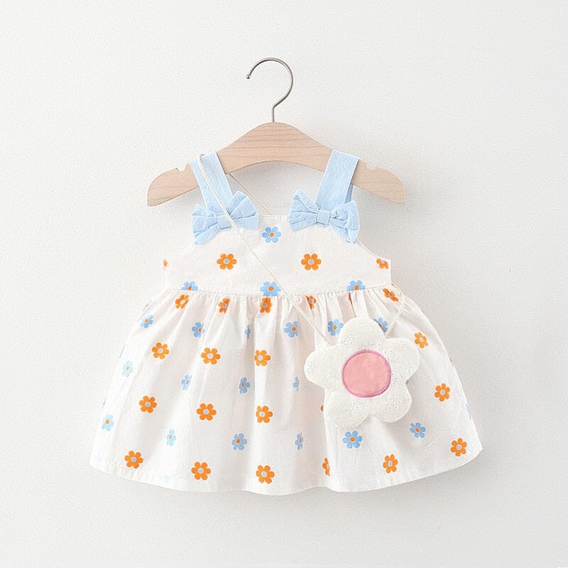 Vestido Infantil Lacinhos e Florzinha Loja Click Certo Laranja 6-12 Meses 