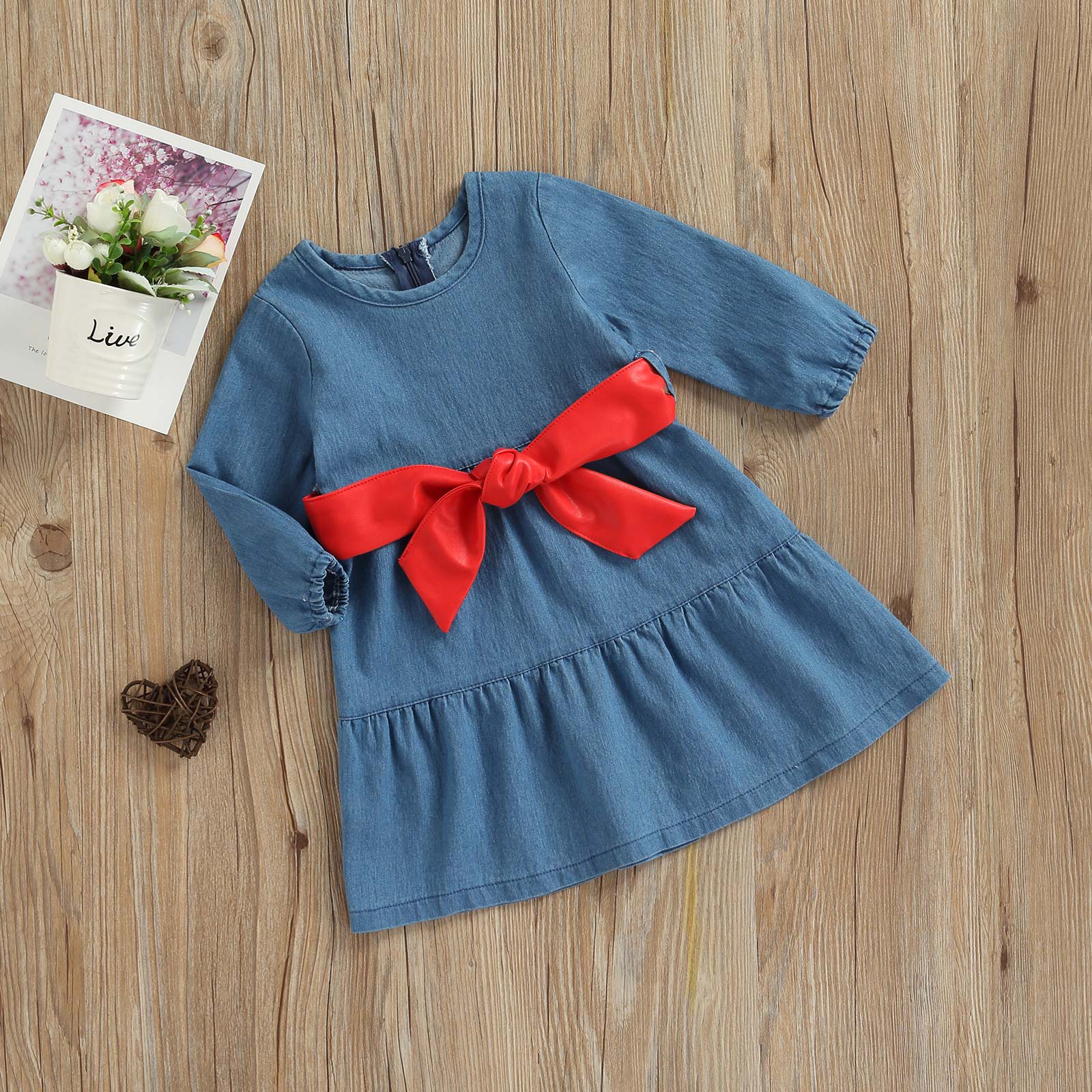 Vestido Infantil Laço Vermelho vestido Loja Click Certo 1-2 anos 42.5cm 