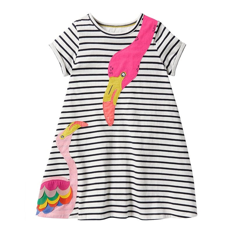 Vestido Infantil Listras Flamingo 0 Loja Click Certo 