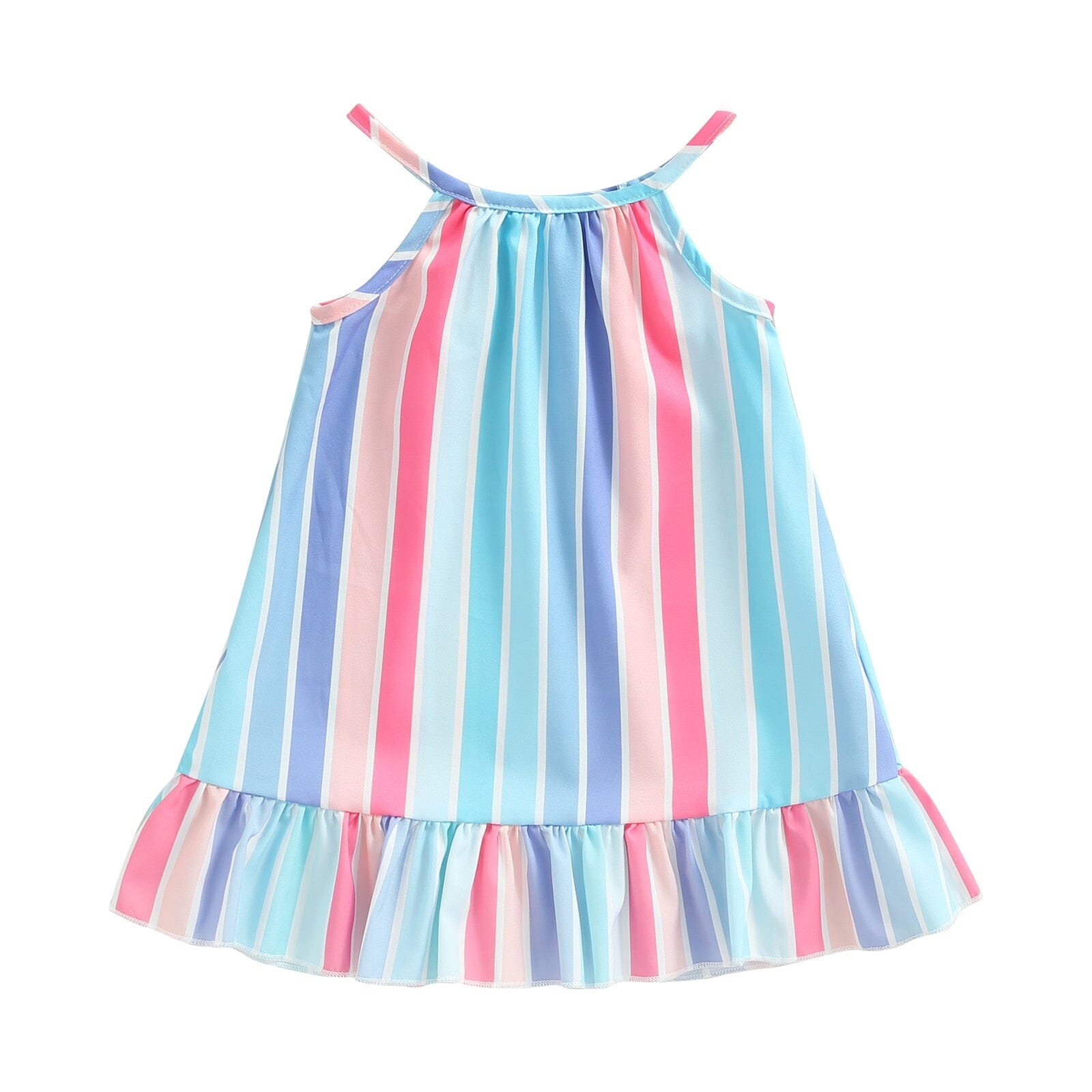 Vestido Infantil Listras Verão Loja Click Certo Azul 1-2 Anos 