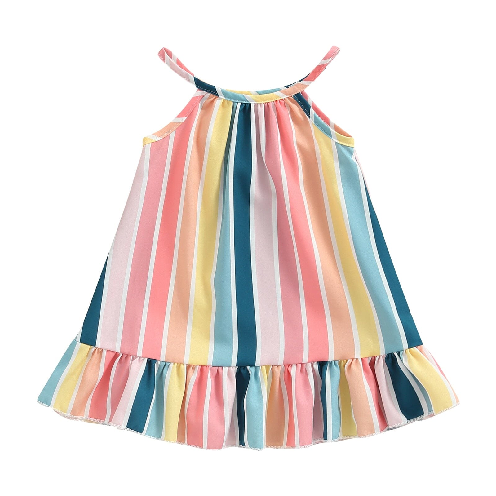 Vestido Infantil Listras Verão Loja Click Certo Verde 1-2 Anos 