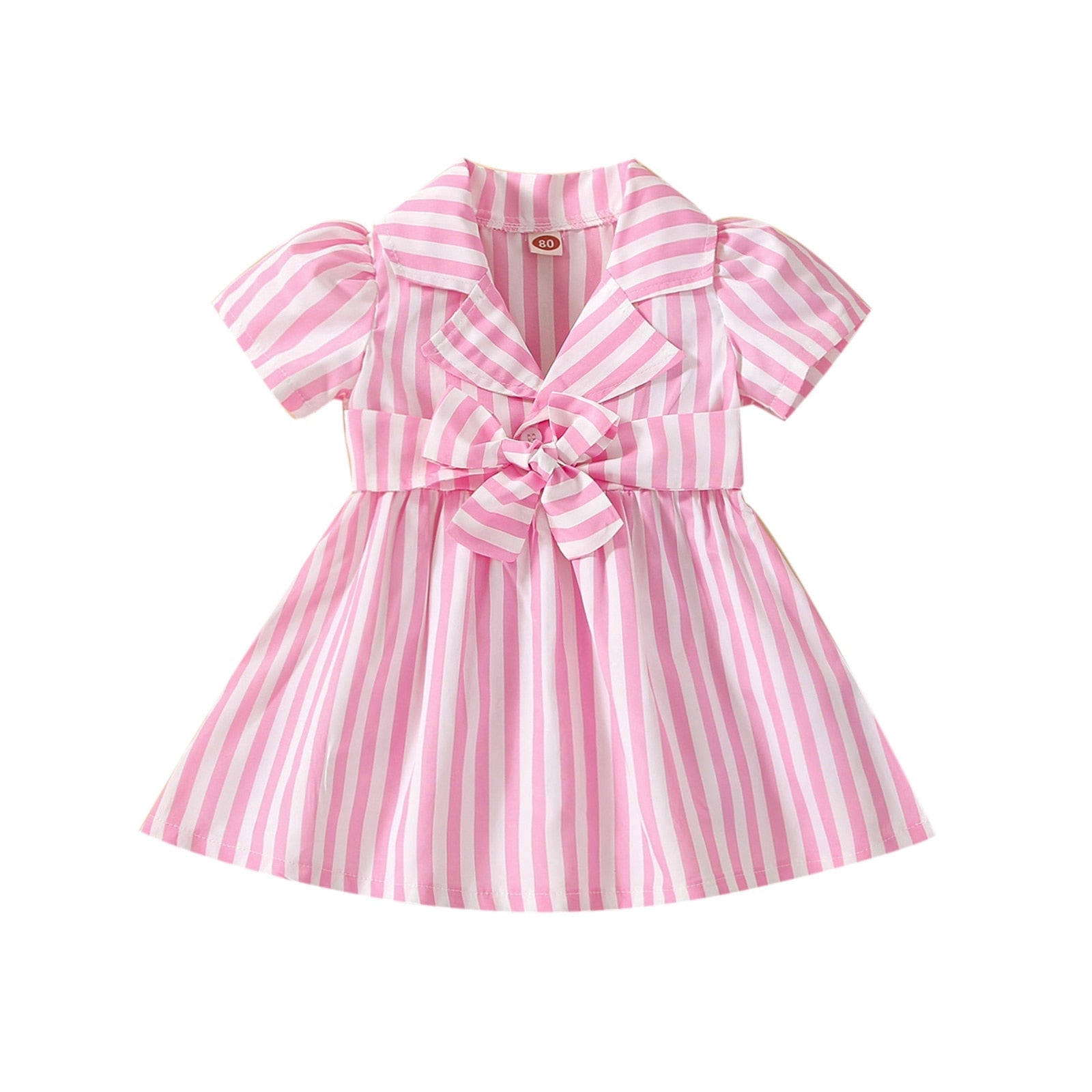 Vestido Infantil Listras vestido Loja Click Certo Rosa 3-6 meses 36cm 